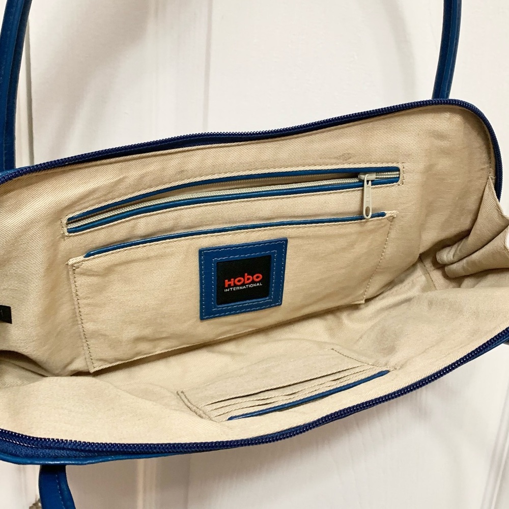 Y2k HOBO International Polished Leather East West Shoulder Bag - Blue - NWOT - Picture 7 of 10